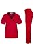 MedPro Women's Contrast Trimmed Solid Medical Scrub Set Mock Wrap Top and Cargo Pants Red & Black M (GT-756)