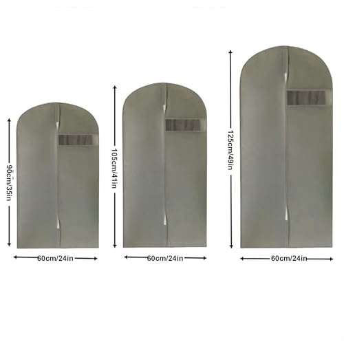 5 Pieces Garment Bags for Storage, Suit Covers for Hanging Clothes Shoulder Garment Dust for men Women Suit Coats Jackets Dress(Black,60x90cm/24x35in)2