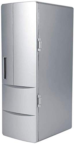 Haoshuo mini refrigerator Haosuo portable mini USB refrigerator, canned food refrigerator, beverage refrigerator, station wagon office use, energy efficiency class A++ silver small refrigerator deskto