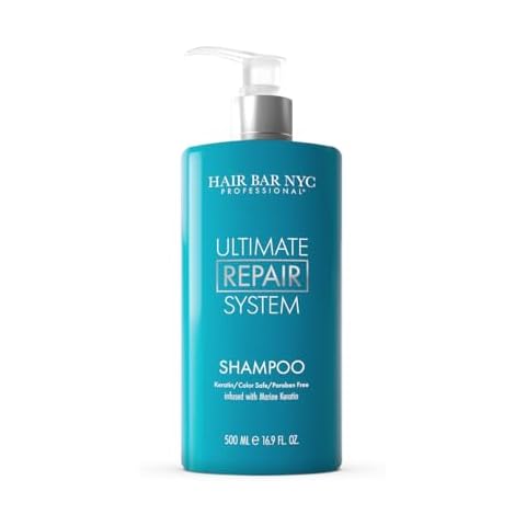 Hair Bar NYC Ultimate Repair System Shampoo (500ml / 16.9 Fl oz) - Strengthens and Revitalizes Hair, Enriched with Keratin and Natural Oils for Deep Nourishment and Hydration, Ideal for Damaged Hair Cover