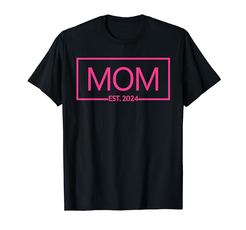 Mom Est. 2024 Niña Hija Rosa Anuncio de Embarazo Mamá Camiseta
