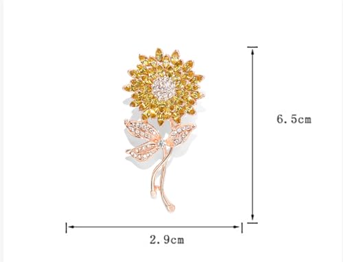 Image of Rhinestone Flower Brooch Pin Pink Blue Crystal Sunflower Brooch Big Large Bouquet Brooch Pin Wedding Ball Birthday Party Brooch Elegant Clothing Hat Bag Accessories Jewelly for Women