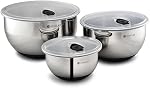 HexClad Ensemble de bols de mélange en acier inoxydable, 3-Piece avec scellements sous vide et base antidérapante, 1.3,3 et 5 Quarts