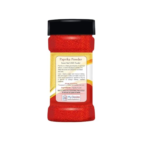 Desire Paprika Powder 100 Gram | 100% Pure | No artificial colours, flavours, fillers or preservatives |Garnish, Season, make spice rubs or marinades