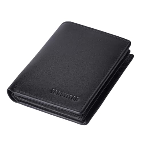 Image of TANSTITCH Men's Genuine Leather Wallet | RFID Blocking Wallet for Men | 16 Card Slots, 1 ID Window | Large Capacity Card Holder Wallet for Men (Hold 30 Currency Notes) (Black)