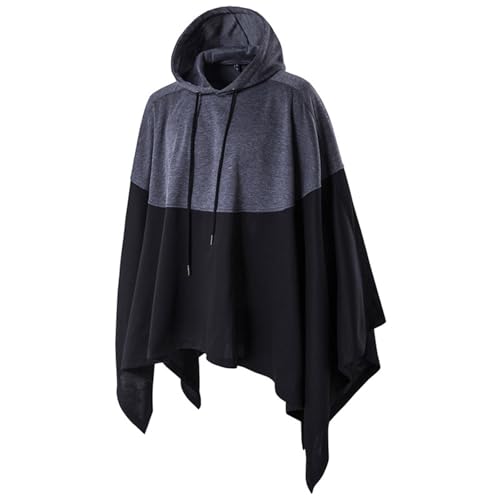 Pull à capuche homme style poncho vintage médiéval à col roulé et rivets