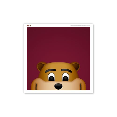 MINNESOTA Goldy the Gopher Minimalist College Mascot Fine Art Print by S. Preston - Contemporary Kids Room Wall Decor, 12" x 12" Unframed Collectible Poster, Colorful Clean Sports Artwork
