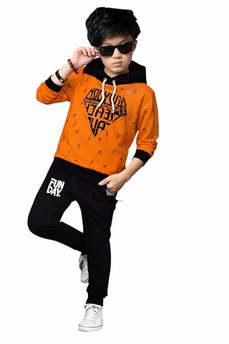 Image of LilBits Boys Summer Co Ord Set | Cotton Blend Printed T-Shirt & Track Pants Outfit | Kids Casual Top Bottom Clothing Set 2-16 Years