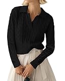 Design : Nos hauts décontractés pour femmes présentent un col en V avec revers, des manches longues, un tricot torsadé, une coupe ample, un pull simple, classique mais élégant qui flatte toutes les silhouettes. Et le col en V façon polo met en valeur votre cou de cygne, affichant votre glamour