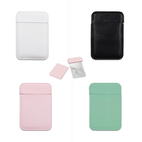 Eabdice 4 Piezas Mini Espejo de Bolsillo, Acero Inoxidable Espejo Pequeño, Espejo de Bolsillo Inastillable con Funda de Piel Sintética, Mini Espejo Irrompible para Viaje, Mujeres y Niñas