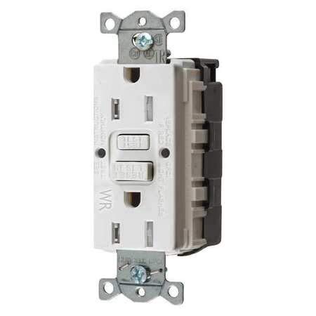 GFCI Rceptcle, Commer, Wht, 15A, 0.5 HP