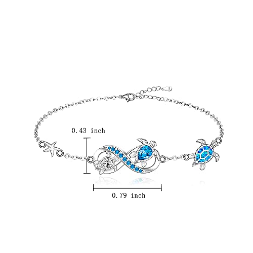 Fenthring Turtle Bracelet for Women Blue Opal Ocean Sea Turtle Bracelet Charms Sterling Silver 925 Crystal Summer Beach Hawaiian Infinity Friendship Tortoise Jewelry Gifts2