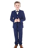 Festlicher Slim Fit Jungen Anzug, 5-teilig in blau