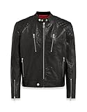 Belstaff Cheetham Motorrad Lederjacke (Black,XXL)