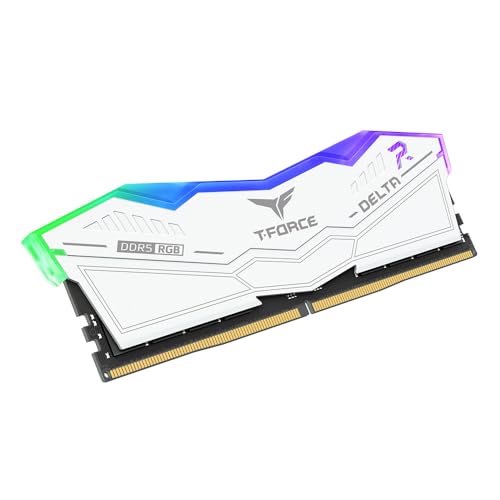 Image of TeamGroup T-Force Delta RGB 16GB 6000MHz (6000MT /s) CL38 White DDR5 Desktop Gaming Memory, Metal Heatsink, ARGB Sync, ECC, XMP 3.0 /Expo, Compatible with Intel /AMD CPU - FF4D516G6000HC38G01