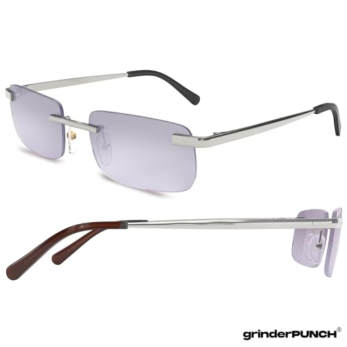 Image of grinderPUNCH Small Slim 90's Popular Nineties Rectangular Sunglasses Clear Rimless Eyewear