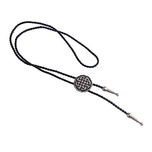 Image of Western Black Bolo Tie for Men and Women,Native American Leather Bolo Tie String