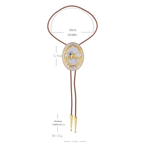 Image of GelConnie Brown Bolo Tie for Men Women Western Ties Mens Gold Bolo Tie Rodeo Cowboy Leather Necktie Cowgirl Tie Wedding
