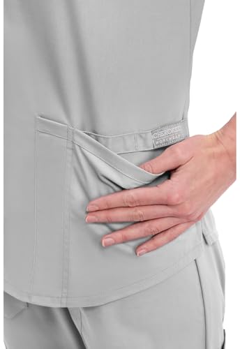 Cherokee Scrubs for Women V-Neck Top, 3 Pockets, Fade Resistant, Soft Stretch Fabric with Shirttail Hem & Side vents - WW665