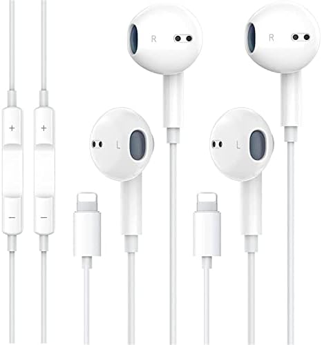 2 Packs-Apple Earbuds for iPhone Headphones Wired Earphones [Apple MFi Certified](Built-in Microphone & Volume Control) Noise Isolating Headsets for iPhone 13/12/11/XR/XS/X/8/Support All iOS System