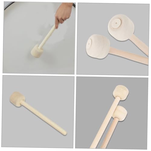 Kisangel 2 piezas Baquetas de Madera con Punta de Fieltro para Práctica de Percusión, sin Grip para Bateristas y Bandas de Marcha, mazas para Bombo y Caja miniatura 6
