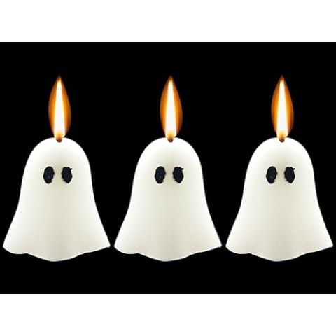 3 pcs Halloween Ghost Candles White Skeleton Novelty Candles Horror and Novelty Decor, Home Decorative Themed Candles Halloween Spooky Weird Candles for Halloween, Scary Party (Ghost Candle) Cover