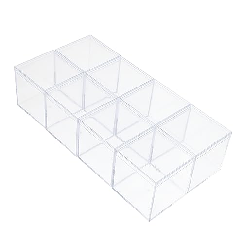 BEBEMOKO Caja De Almacenamiento Transparente De Acrílico 8 Piezas Para Joyas 5.5cm Organizador De Cosméticos Recipiente Cuadrado Con Tapa Adecuado Para Dormitorio y Baño
