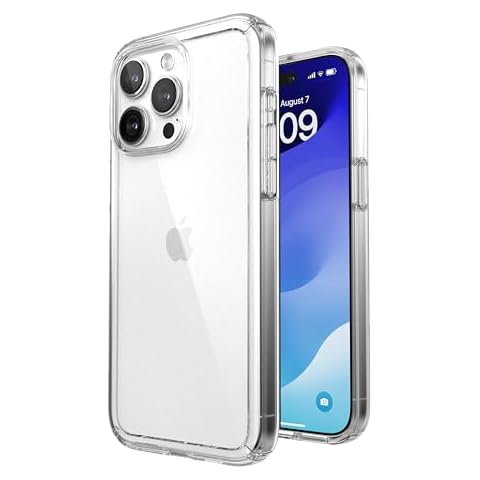 Speck Clear iPhone 15 Pro Max Case - Slim, Drop Protection - Scratch Resistant, Anti-Yellowing, 6.7 Inch Phone Case - GemShell Clear Cover