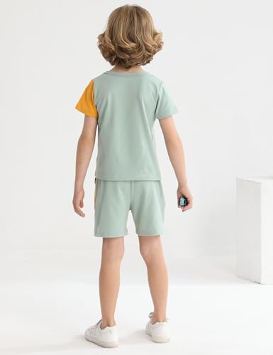 Image of mksodopy Toddler Boy Clothes Color Block Patchwork Short-Sleeved T-Shirt Color Block Shorts Boys Summer Outifts