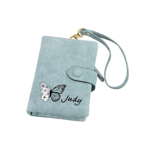 Personalized Birth Month Butterfly Wallet for Women, Custom Colorful Tri-Fold Leather Wallet with Name, Anniversary Birthday Gift for Wife, Mom, Girlfriend