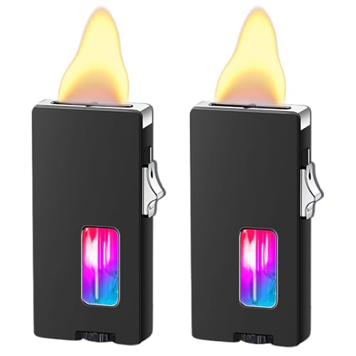 Encendedores a llama ancha pack de 2 en negro