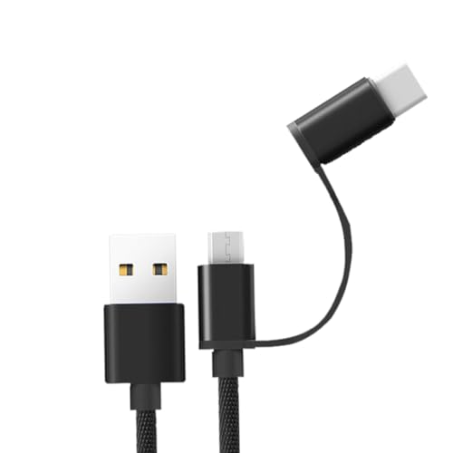 Image of Cable 2 in 1 - Micro /Type-C Cable & Micro USB Port, Unbreakable Braided Charging Cord for Smatphone, Laptops & Other USB Devices, Support Power Delivery (PD) & Data Sync (Black)