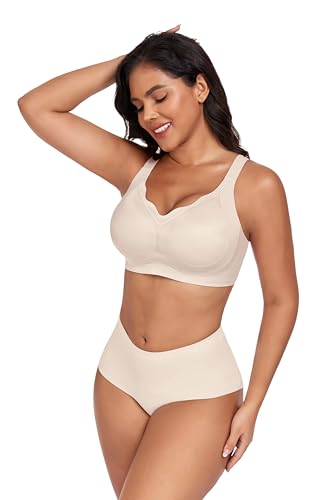 SHIJIALI Jelly Bras for Women Supportive Seamless Bralettes Comfortable Full Coverage Push Up Wireless Tshirt Bra Nude — view 6
