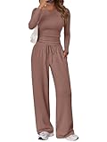 Trendy Queen Womens Two 2 Piece Matching Lounge Sets 2025 Early Fall Fashion Must Haves Y2K Workout Gym Clothes Comfy Airport Travel Vacation Luxury Outfits Sweatsuit Winter Clothing