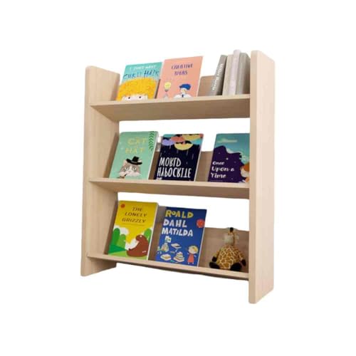 Yobuisg 絵本棚 木製 組立式収納ラック 雑誌 絵本 リビング 子供部屋 カフェ オフィス 子ども 絵本 収納 子供本棚 ブック スタンド シェルフ (80cm,3層)