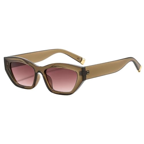 Lunettes de soleil polygones UV400 pour femmes avec une monture transparente vintage