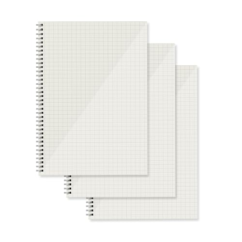 Image of PaperO A4 Square Grid Transparent Cover Notebook Pack of 3 | 5mm Graph Paper | 100 GSM Thick Pages | 100Pages | 29.7 x 21 cm Size | | Ideal for Architects, Designers, Students & Drawing (A4)