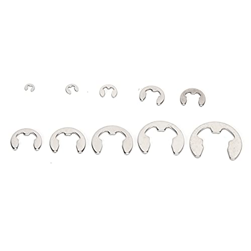 Anéis de pressão E Clip, 120 peças de arruela E Clip Prata Premium Aço Inoxidável E Clip Circlip Kit