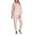 Pijama Mujer Invierno Ropa para Casa Forro Polar Conjunto de Pijama 2 Piezas para Mujer Sudadera de Felpa + Pantalones Largos Color Sólido (Rosa, S)