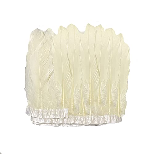 Londgen Natural Dyed Duck Goose Feather Trim Fringe Craft Feather Clothing Accessories Pack Of 2 Yards (Ivory) #TOP1