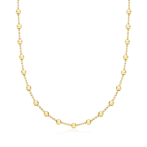 Pure Collection by Ross-Simons Italian 4mm 18kt Gold Vermeil Bead Station Necklace. 16 inches