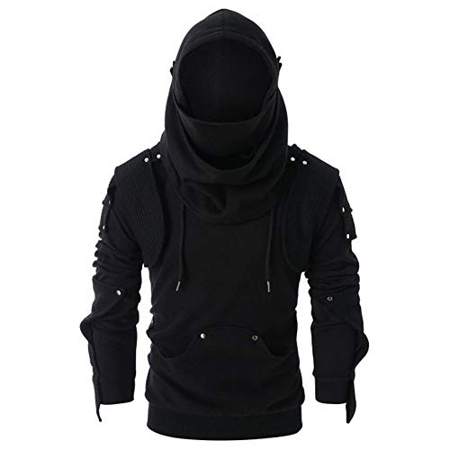 Knight Hooded Sweashirts Men Medieval Vintage Rivet Armor Sweatshirt Gothic Steampunk Hoodies Black steampunk buy now online