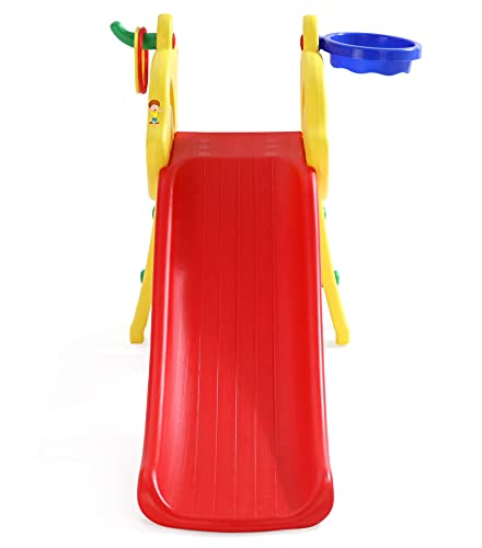 Image of FLIPZON 3-in-1 Rabbit Foldable Slider with Basketball Hoop and Ring Hoopla /for Boys and Girls /Toys for Home /Indoor or Outdoor /Age Group:1-3 Years (Plastic) (Multicolor)