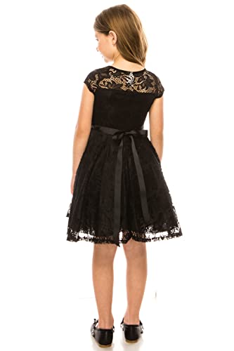 iGirlDress Little Girls Floral Lace Flower Girls Dresses Black 6