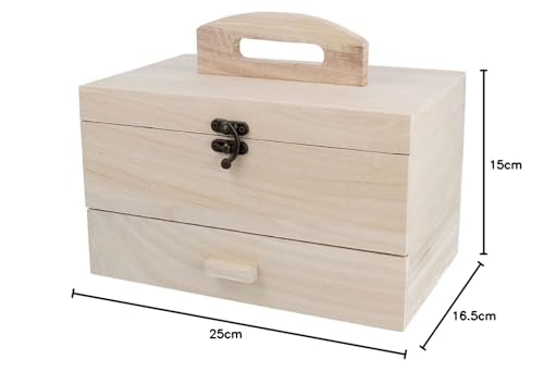 Miniatura 3 de Innspiro Costurero Madera De Balsa Con Cajón 25x16,5x15cm, 201