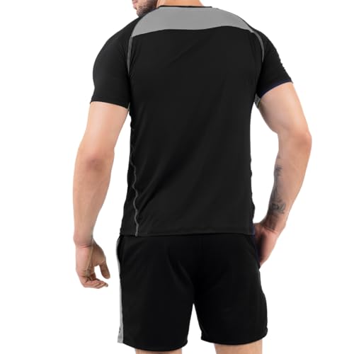 Conjunto Bicolor Básico Kit Masculino Dry Fit Anti Suor Novo (Preto com Cinza, G)