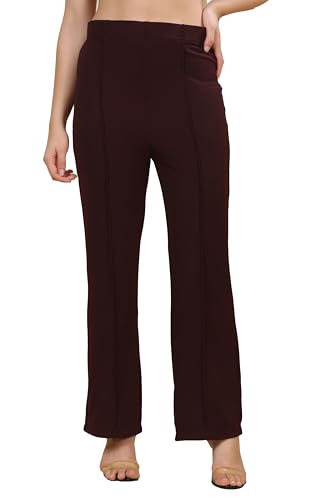 Image of Women's Polycotton Comfort Fit Straight Trousers - Lightweight, Flexible & Skin-Friendly Pants for Work, Travel & Casual Style