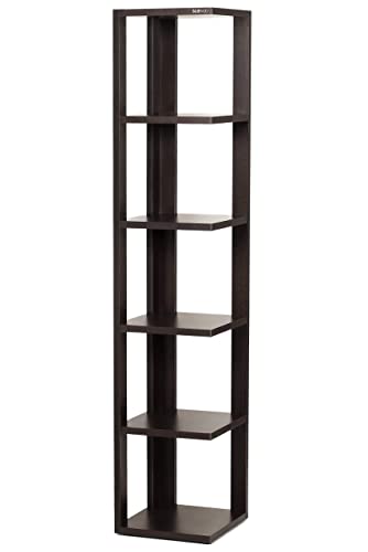 Image of BLUEWUD Albert Engineered Wood Wall Decor Floating Shelf Display Rack Decorative Hall Decor for Living Room Home Furniture, 6 Shelves (Wenge)