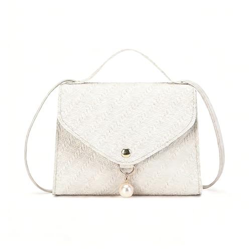 Bolsa transversal pequena para mulheres, bolsas de ombro, bolsas de mão com alça ajustável bolsa de ombro elegante feminina, Branco, 12 cm (W) x 18 cm (L) x 4 cm (H)