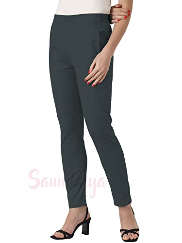 Image of Saundarya Women's Regular Fit Stretchable Cotton Trousers Pants